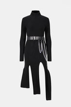 Load image into Gallery viewer, Dream Architect Asymmetrical Hem Knitted Dress with Chain Belt
