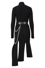 Load image into Gallery viewer, Dream Architect Asymmetrical Hem Knitted Dress with Chain Belt
