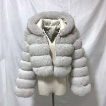 Load image into Gallery viewer, The Real Fox Fur Hoodie Crop Coat
