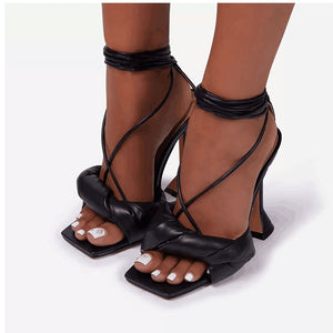 Square Biz Ankle Strap Heel